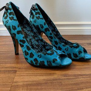 Iron Fist blue leopard heels